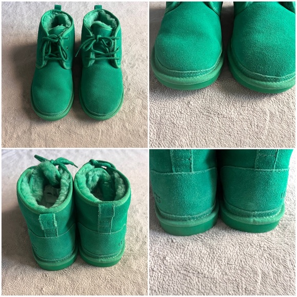 UGG Neumel Heritage Chukka Lace-Up Suede Sherpa UGGPlush Wool Boot Green Teal - Picture 4 of 15